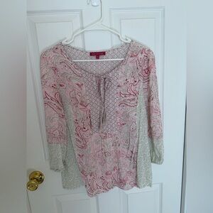Rose & Thrive Pink and Green Paisley Blouse